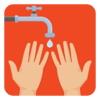 wet hands with running water