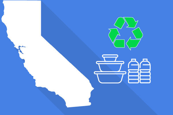 calfornia with plastic and recycle icon