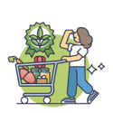 a person with shopping cart - consumer icon