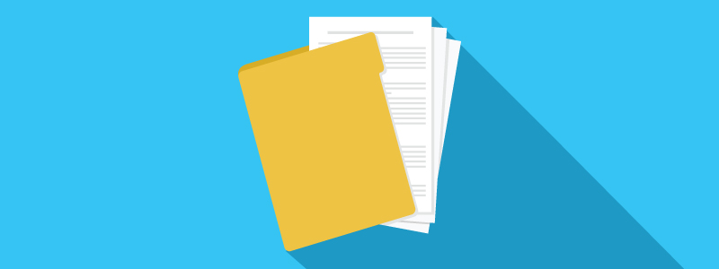 An illustration of documents in a yellow folder