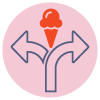 flexibility - arrows going different directions with ice cream cone in the center