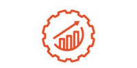 functionality icon with chart inside a gear