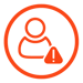 human error icon - person with exclamation point