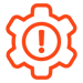 Emergency prevention icon, a gear with exclamation in the center