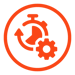 productivity icon with stop watch and gear inside of circle