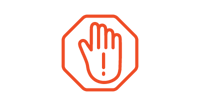 Prevention icon - hand with exclamation point
