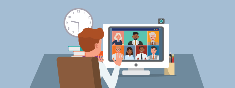 An illustration of training online via virtual meeting