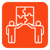 two people holding a complete puzzle - practical framework implementation icon