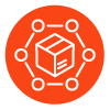 performance icon - circle with a shipping box inside