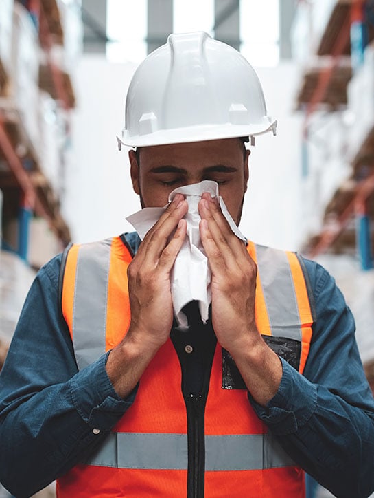 packaging line worker being sick