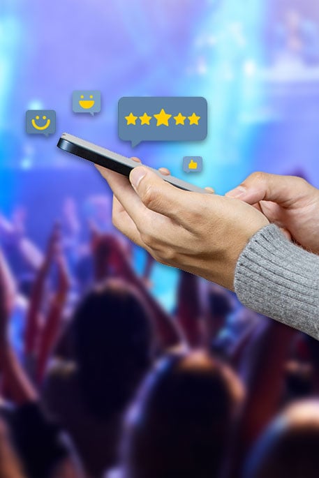 customer rating concert venue over mobile phone