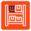 shelves with supplies in storage - inventory icon