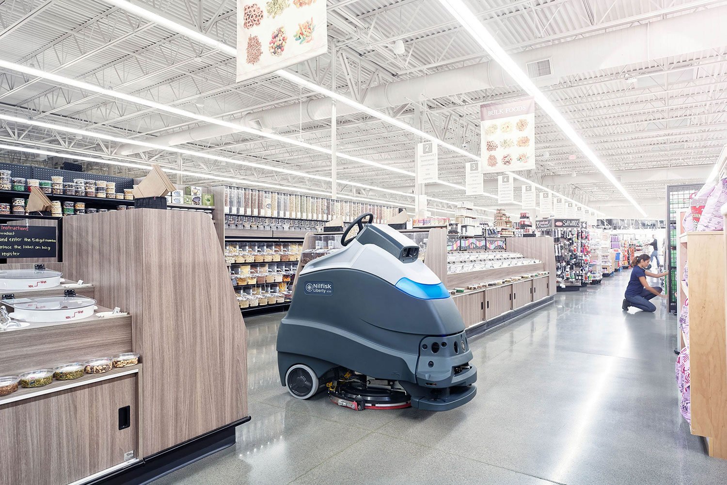 Nilfisk auto scrubber at the grocery store