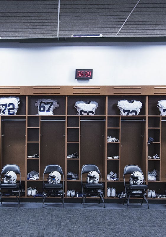 university football team locker room
