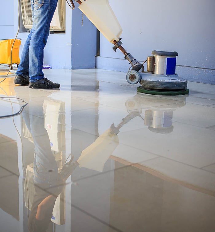 floor cleaning using the machine