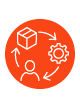 labor efficiency, circular icon with gear, shipping and labor