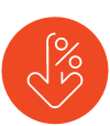 reduction icon, a downward arrow with percentage symbol